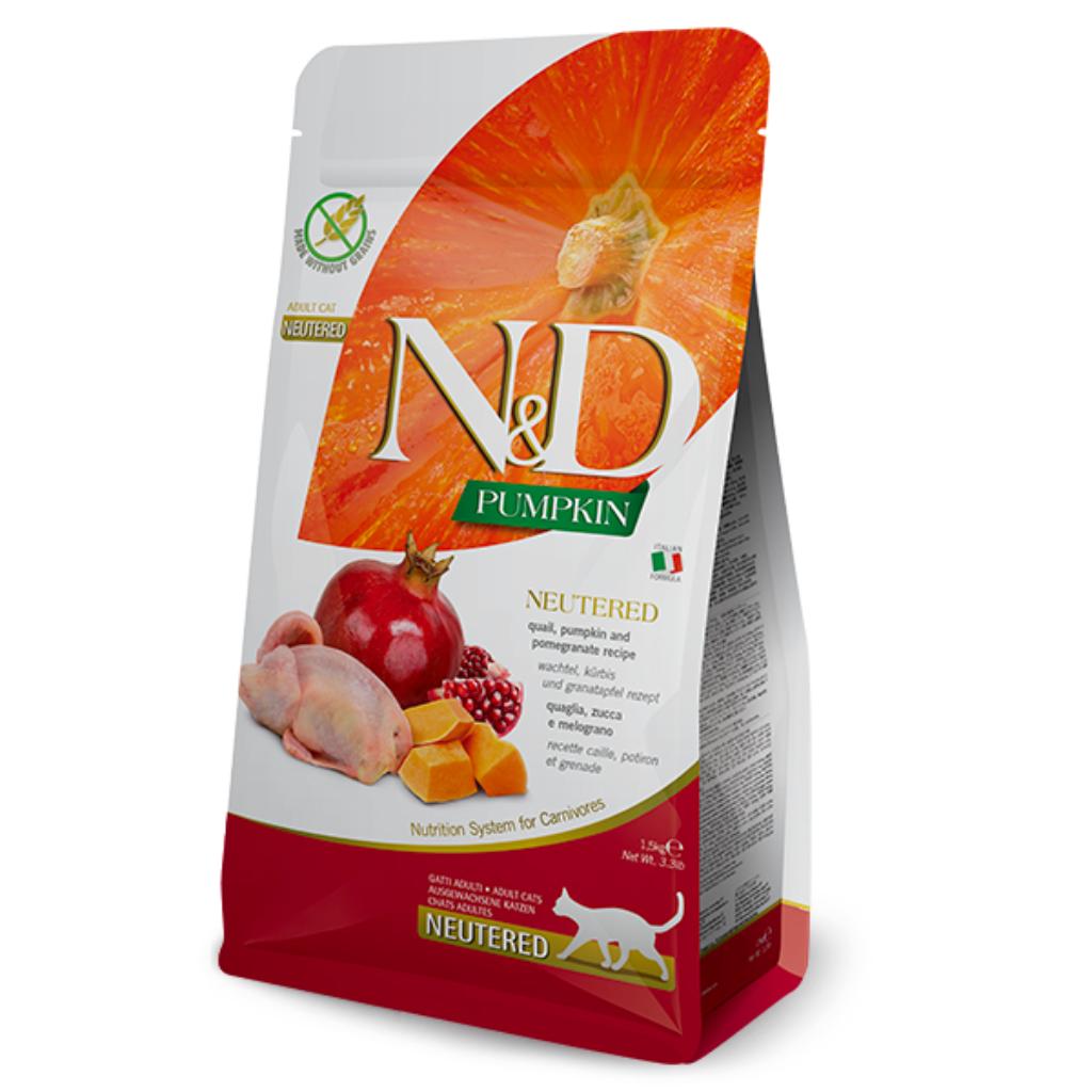 N&D Pumpkin Quail & Pomgranate Neutered Tørrfôr til katt 1,5 kg