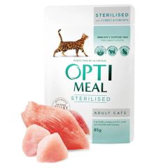 Optimeal Adult & Senior Sterilised Turkey & Chicken Våtfôr til katt 12x85g