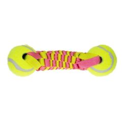 Canem flettet nylon med tennisballer gul/rosa