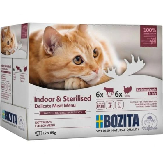 Bozita Cat Indoor & Sterilised Multibox i Gelè 12x85g