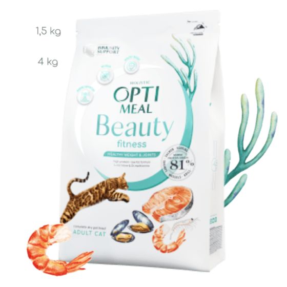 Optimeal Cat Adult & Senior Beauty Fitness Healthy Weight & Joints Tørrfôr til katt 1,5 kg