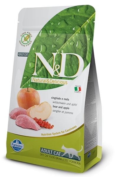 N&D Prime Wild Boar & Apple Adult Tørrfôr til katt 5 kg