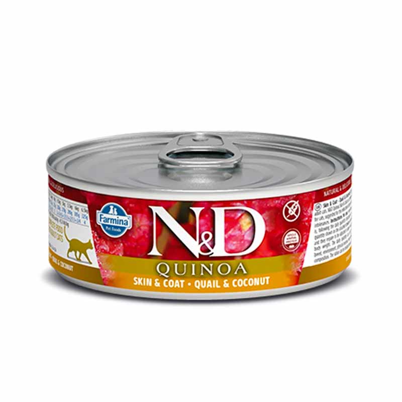 N&D Quinoa Skin & Coat - Quail & Coconut Våtfôr til katt 12 x 80 g